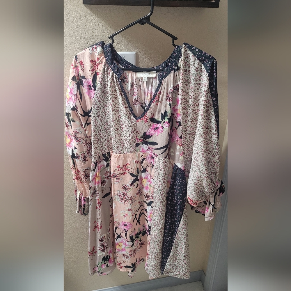 Umgee Pink and Cream Floral Dress